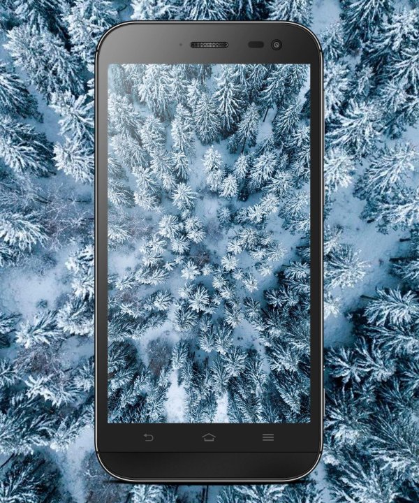 На экран телефона зима
