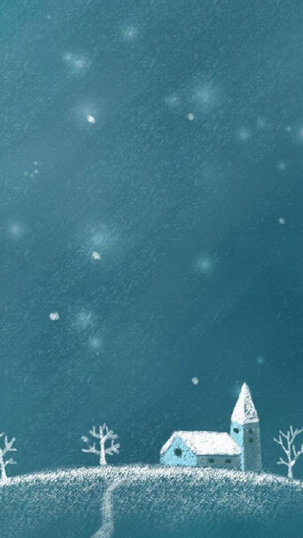 На экран телефона зима
