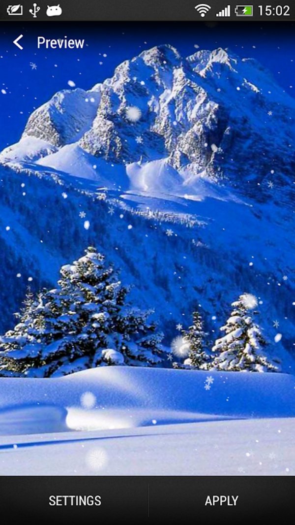 На экран телефона зима