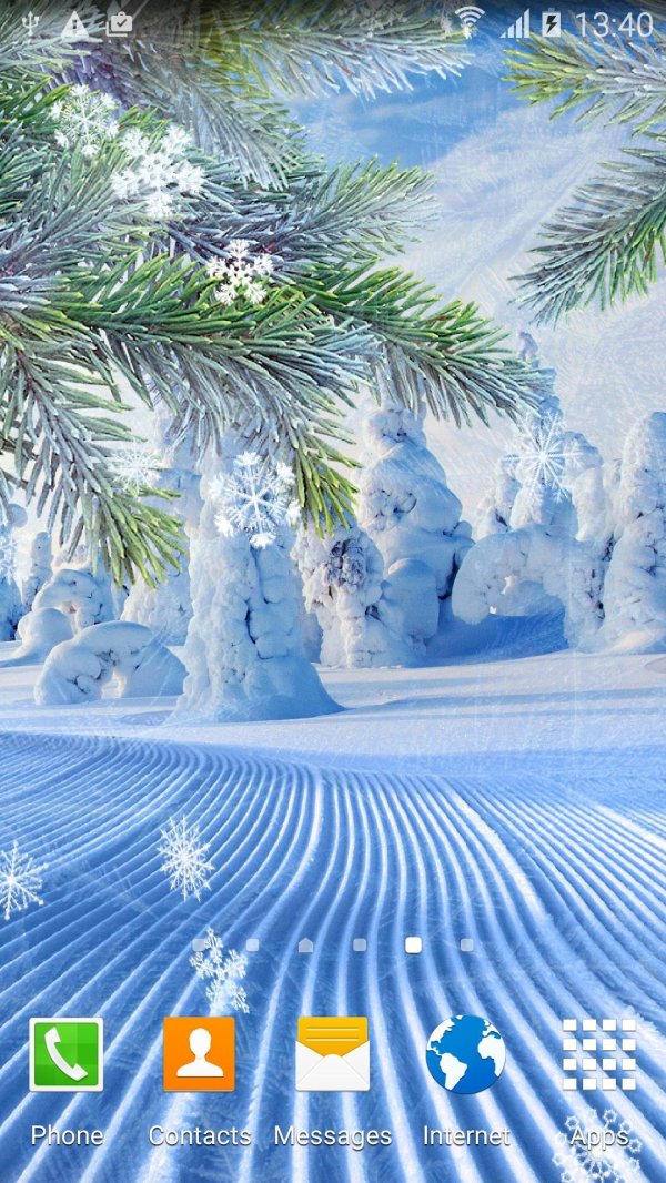На экран телефона зима