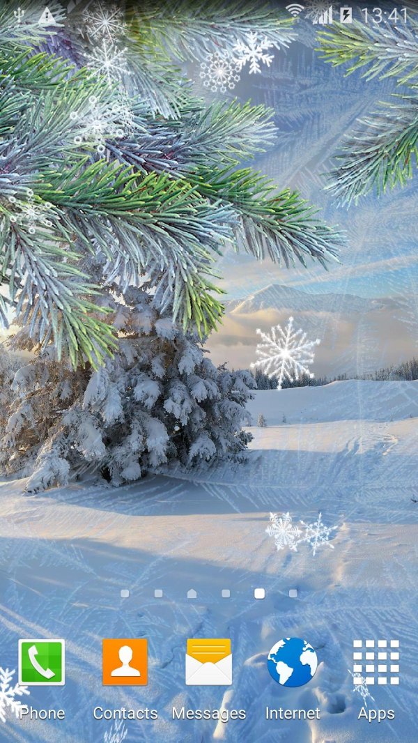 На экран телефона зима