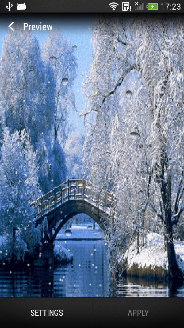 На экран телефона зима