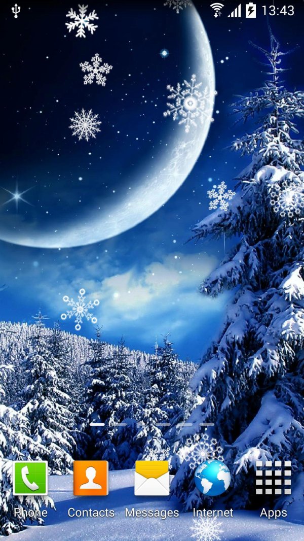 На экран телефона зима