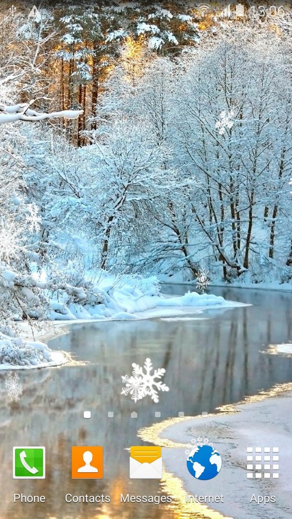 На экран телефона зима