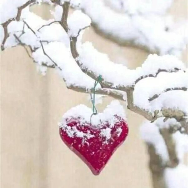 Зима с сердечком на снегу