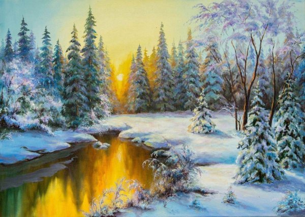 Зима пейзажи животные