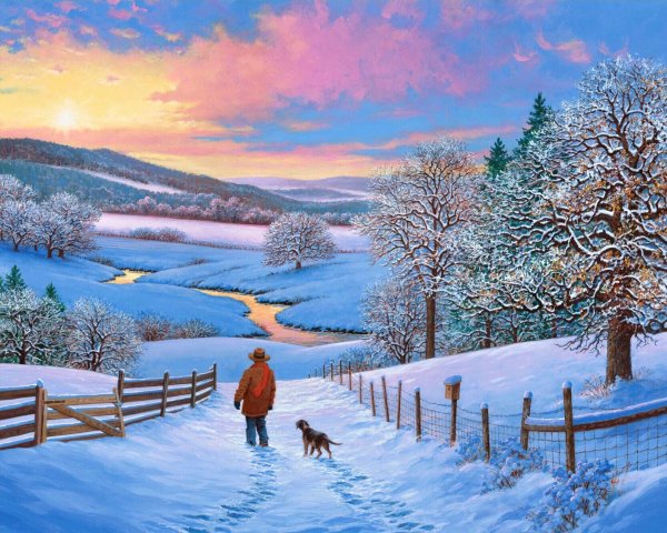 Зима пейзажи животные