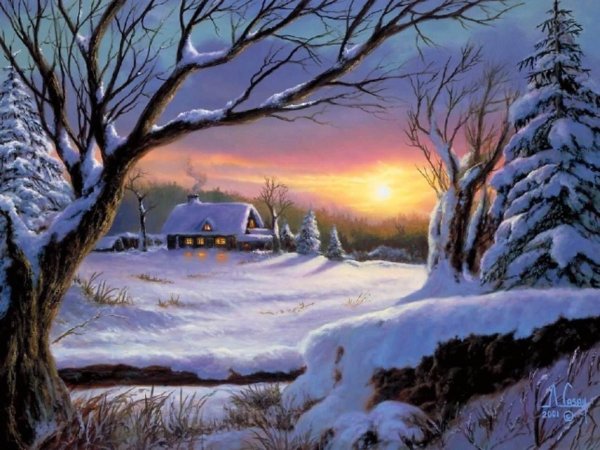 Зима пейзажи животные