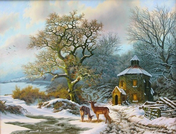 Зима пейзажи животные