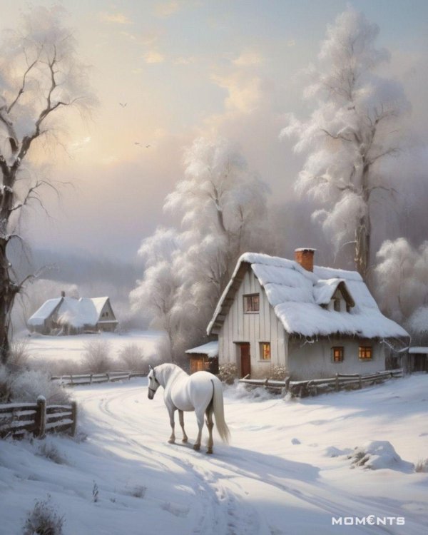 Зима пейзажи животные