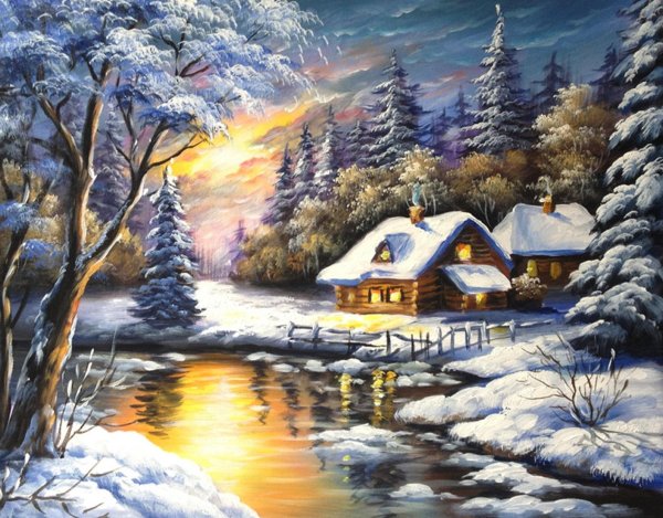 Зима пейзажи животные