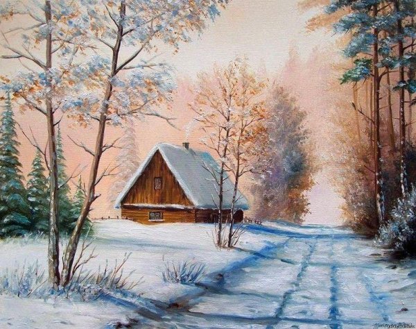 Зима пейзажи животные