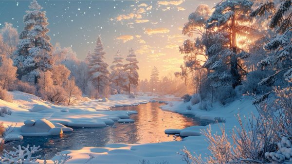 Зима пейзажи животные