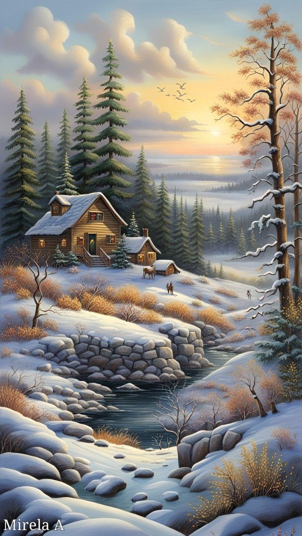 Зима пейзажи животные