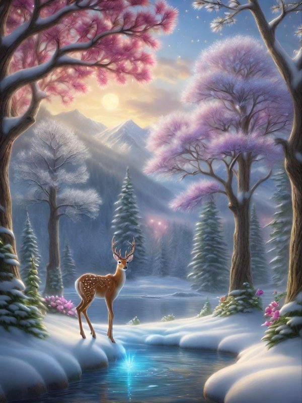 Зима пейзажи животные