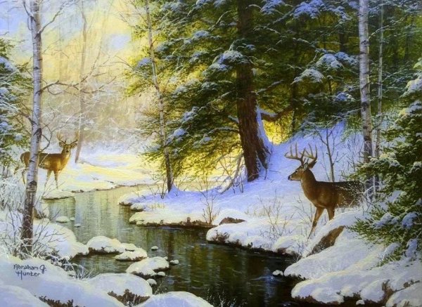 Зима пейзажи животные