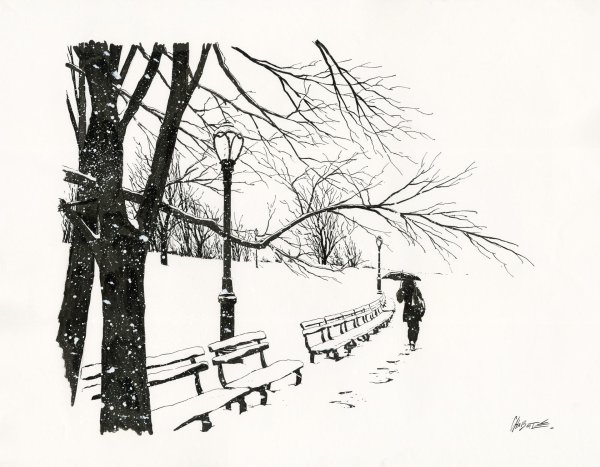 Зима черно белые