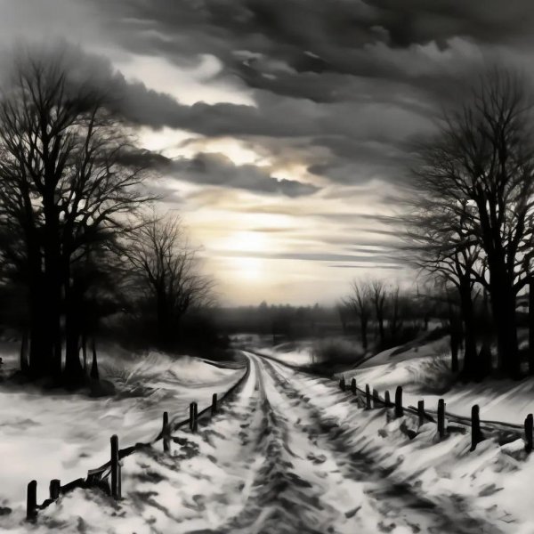 Зима черно белые