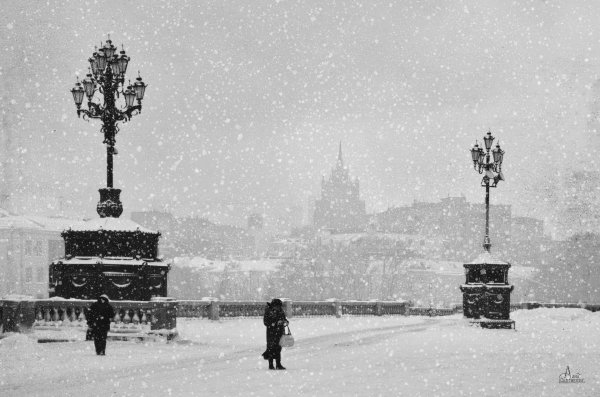 Зима черно белые