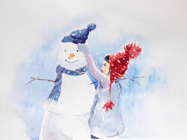 Зима рисованные