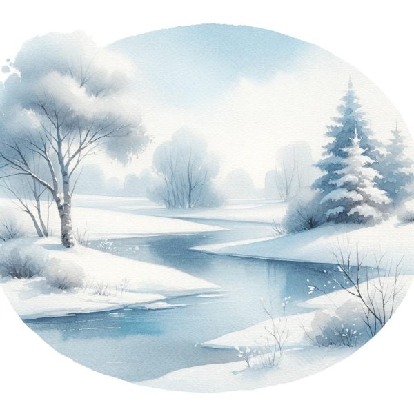 Зима рисованные
