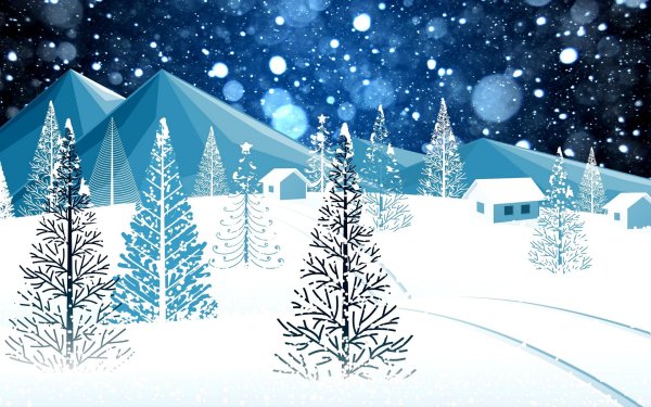 Зима рисованные