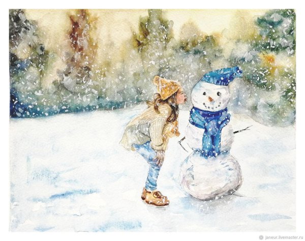 Зима рисованные