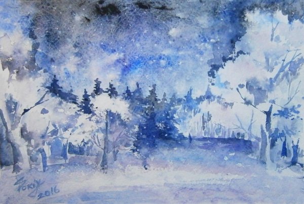 Зима рисованные