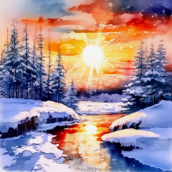 Зима рисованные