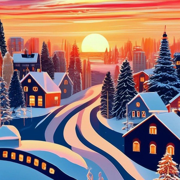 Зима рисованные