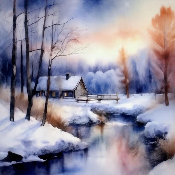 Зима рисованные