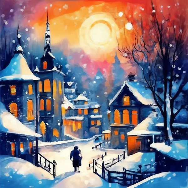 Зима рисованные