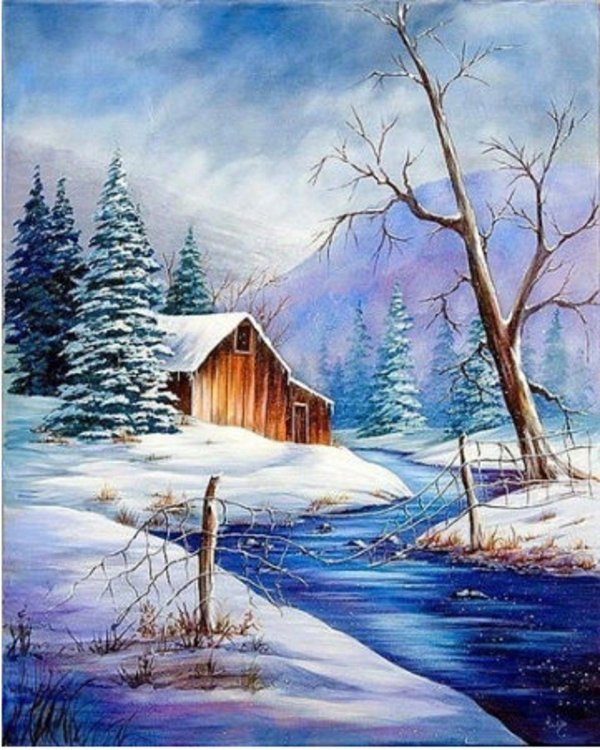 Зима рисованные