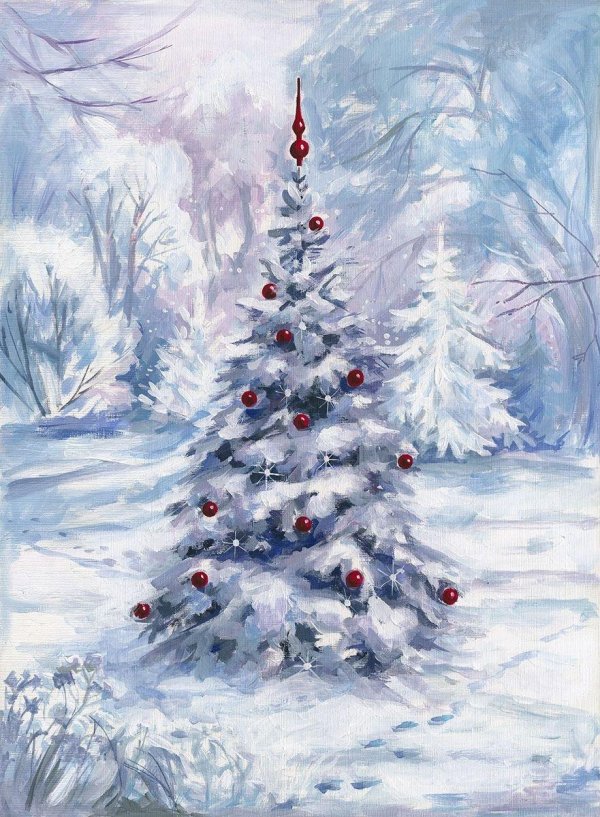 Зима рисованные