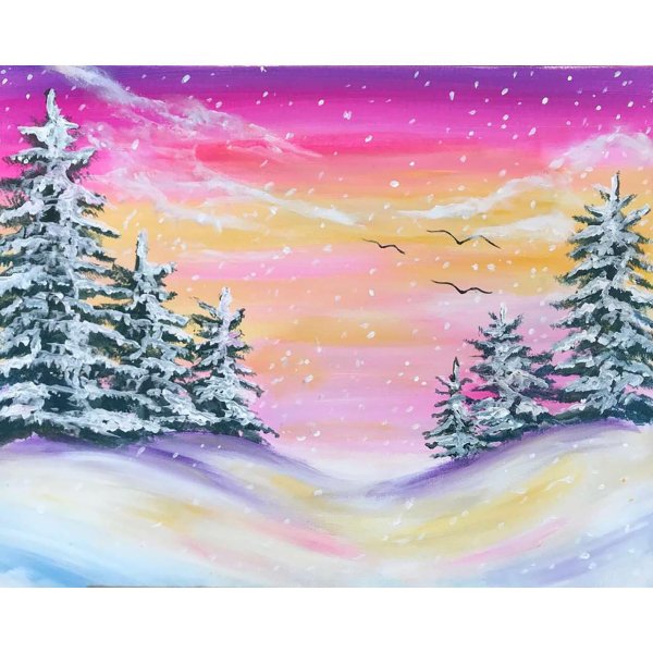 Зима рисованные