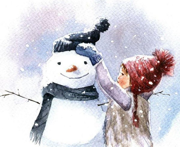 Зима рисованные