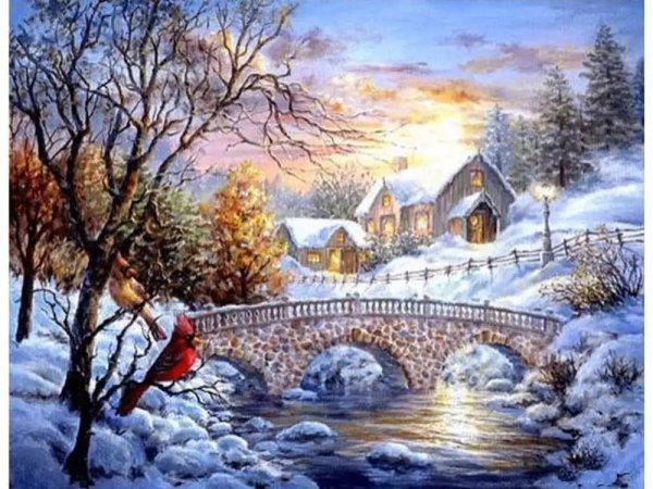 Зима рисованные