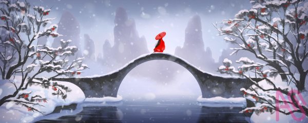 Зима рисованные