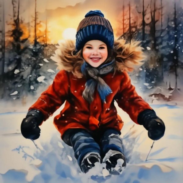 Зима рисованные