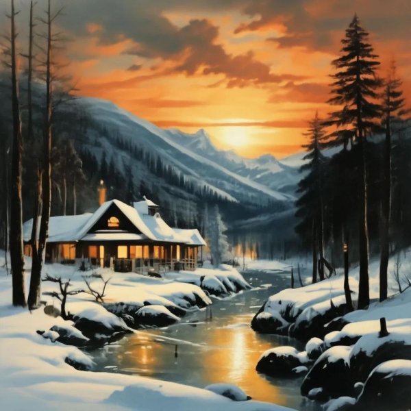 Зима рисованные