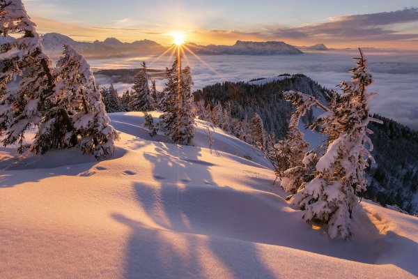 Зима пейзажи солнце