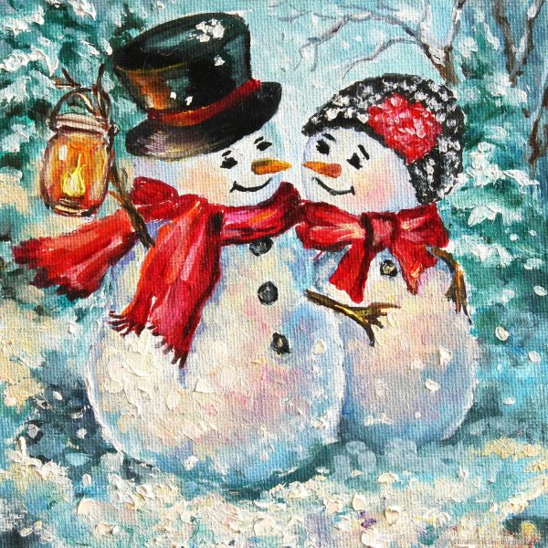 Зима нарисованные