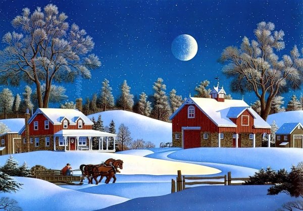 Зима нарисованные