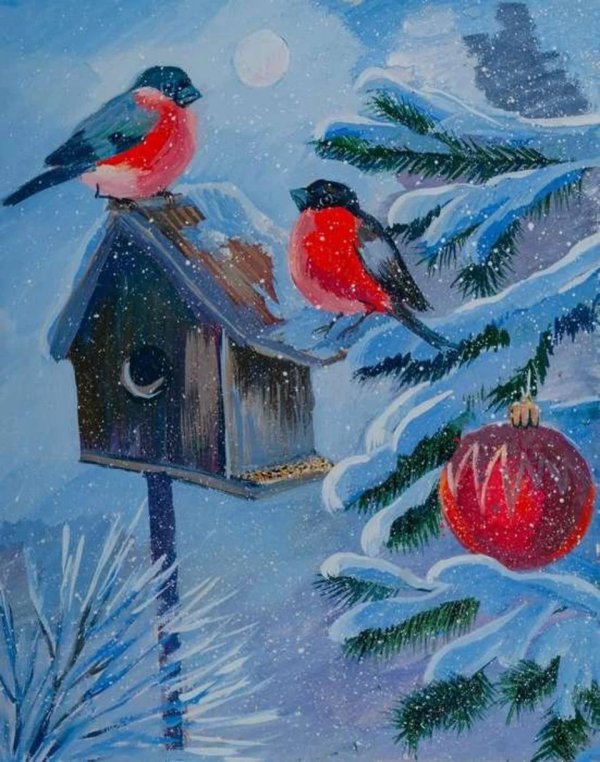 Зима нарисованные