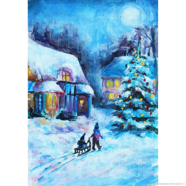 Зима нарисованные