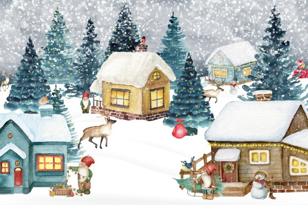 Зима нарисованные