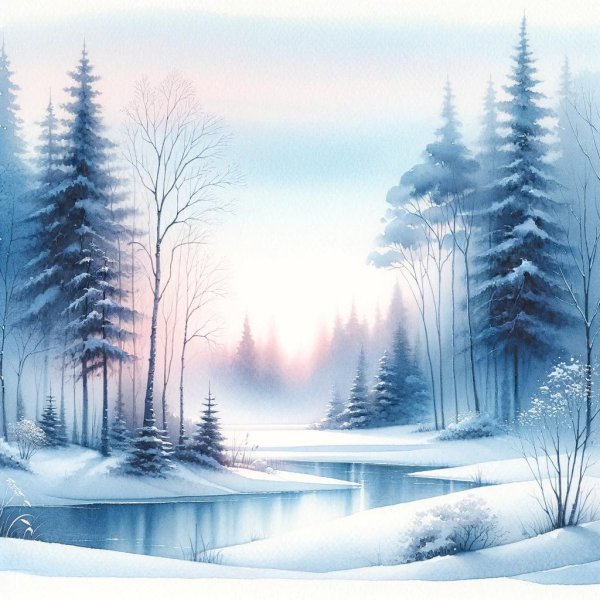 Зима нарисованные
