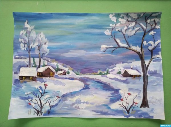 Зима нарисованные