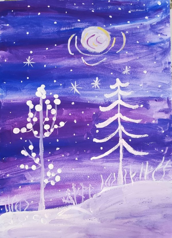 Зима нарисованные