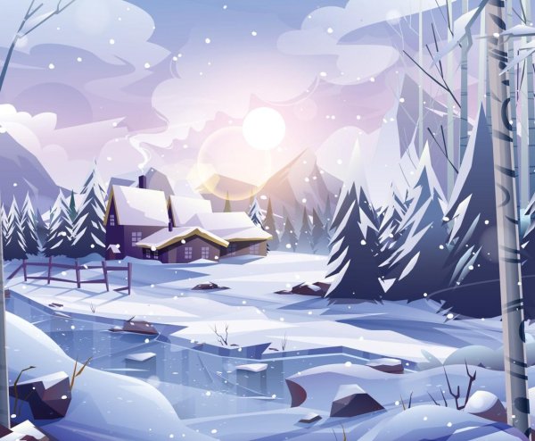 Зима нарисованные